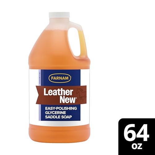 Farnam Leather New Easy-Polishing Glycerine Saddle Soap and Leather Saddle Cleaner, Protects and Preserves Leather, Cleans, Conditions and Polishes, 64 Oz.