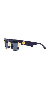 Tory Burch Women's Miller Rectangle Sunglasses, Blue, 52mm