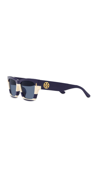 Tory Burch Women's Miller Rectangle Sunglasses, Blue, 52mm