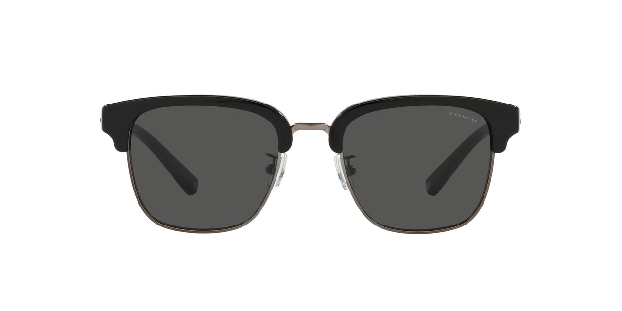 Coach HC8326 Sunglasses, Black/Gunmetal/Dark Grey Solid, 52 mm
