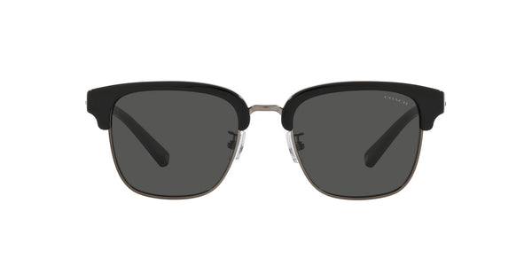 Coach HC8326 Sunglasses, Black/Gunmetal/Dark Grey Solid, 52 mm