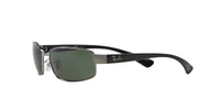 Thumbnail for Ray-Ban RB3364 Metal Rectangular Sunglasses, Gunmetal/Polarized Green, 62 mm