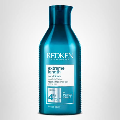 Redken Extreme Length Conditioner For Damaged Hair - Fortifies, Strengthens and Conditions Hair, Infused With Biotin & Castor Oil For Hair Growth, 10.1 Fl Oz
