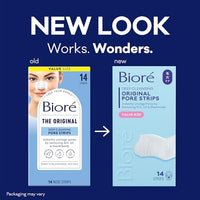 Thumbnail for Bioré Original Blackhead Remover Strips, Deep Cleansing Nose Strips With Instant Pore Unclogging, Features C-Bond Technology, Oil-Free, Non-Comedogenic Use, 14 Count, Pack of 4
