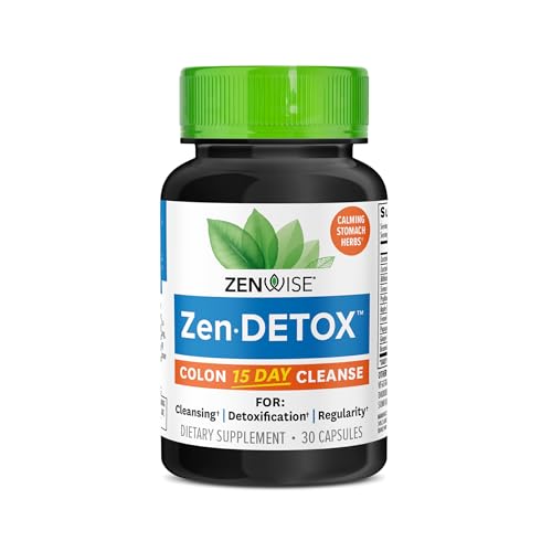 Zenwise Health 15-Day Colon Detox Cleanse for Digestive Health - Gut Detox Pills for Digestion & Bloating Relief - Herbal Blend with Psyllium Husk, Senna Leaf, Bromelain, ACV & Probiotics - 30 Count