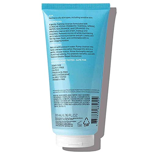 La Roche-Posay Toleriane Purifying Foaming Facial Cleanser, Face Wash for Oily and Normal Skin with Niacinamide, Won’t Dry Out Skin, Soap And Fragrance Free