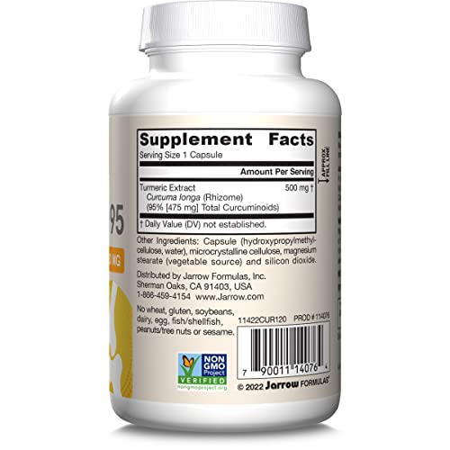 Jarrow Formulas Curcumin 95 Supplement - Turmeric Extract Supplement, 500 mg for Antioxidant & Joint Support, 120 Capsules