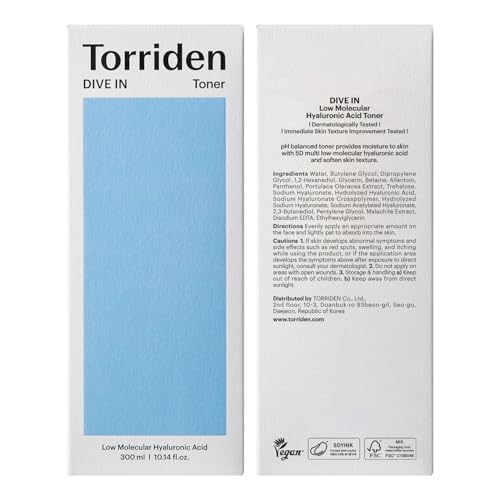 Torriden Dive in Toner 300ml (10.14 fl. oz.) | pH Balancing Facial Toning Water for Dry Skin | Hyaluronic Acid, Panthenol, Allantoin