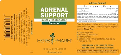 Herb Pharm Adrenal Support Liquid Herbal Formula with Eleuthero and Licorice Liquid Extracts - 4 Ounce