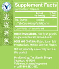 Thumbnail for The Vitamin Shoppe Pau D'Arco 500MG (300 Capsules)
