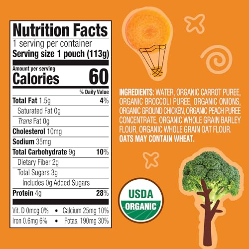 Image 2 of Earth's Best Organic Vegetable + Chicken Puree Chicken Casserole Pouch, 4 oz (Pack of 12)