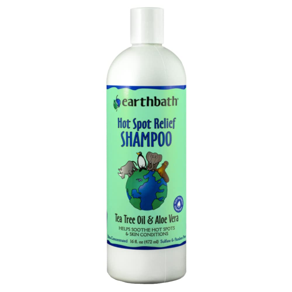earthbath, Hot Spot Relief Pet Shampoo - Tea Tree Oil Hot Spot Treatment for Dogs, Best Dog Shampoo for Itching & Skin Conditions, Made in USA, Cruelty Free Itch Relief for Dogs - 16 Oz (1 Pack)