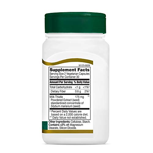 21st Century Vitamins Thistle Extract Veg Capsules, 60 Count (21338)