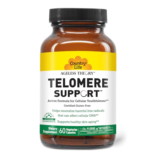 Country Life Ageless Theory Telomere Support- Certified Vegan and Gluten Free - Anti Aging Supplement - 60 Capsules - Resvinol Grape Extract - Immune & Cardiovascular Support