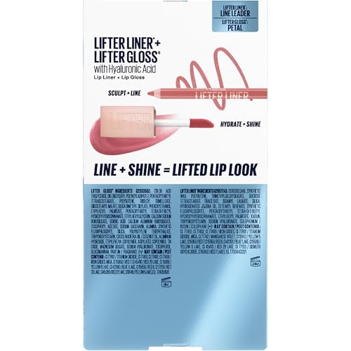 MAYBELLINE Lifter Gloss and Lifter Liner Makeup Gift Set, Lip Gloss and Lip Liner in Shades Petal and Line Leader