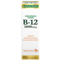 Thumbnail for Nature's Bounty Nature's B-12 Sublingual Liquid 5000 mcg Natural Berry Flavor 2 oz