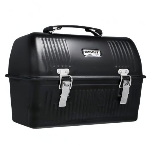 Stanley Classic Lunch Box 10 qt | Vintage Metal Lunchbox | Durable Meal Container with Handle and Latch | Stores Food, Drinks, Thermos, Water Bottle | Matte Black
