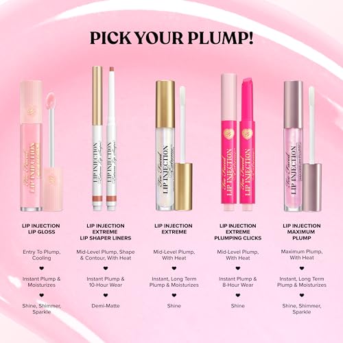 Too Faced Lip Injection Maximum Plump Extra Strength Lip Plumper Gloss | Hydrating, Volumizing, + Plumping, 0.14 Fl Oz, Honey Bear (Light Nude)