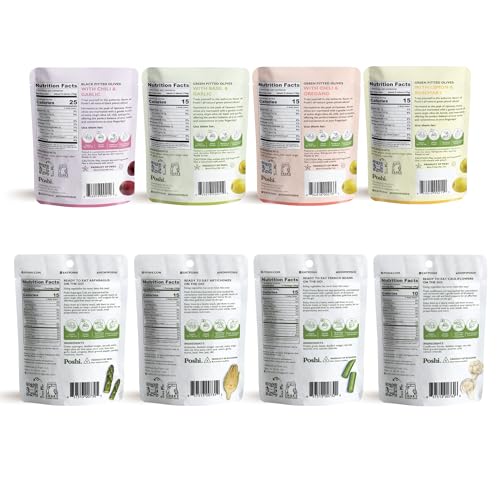 Image 2 of Poshi Pitted Olives & Marinated Veggie Snack Packs, 8 Variety (Pack of 24)