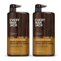 Thumbnail for Every Man Jack Nourishing Amber + Sandalwood Mens Body Wash for All Skin Types - Cleanse, Nourish, and Hydrate Skin with Naturally Derived Coconut, Glycerin - 33.8 fl oz - 2 Bottles