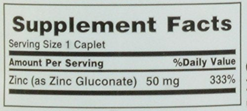 Nature's Bounty Zinc (Zinc Gluconate) 50 mg, 100 Caplets