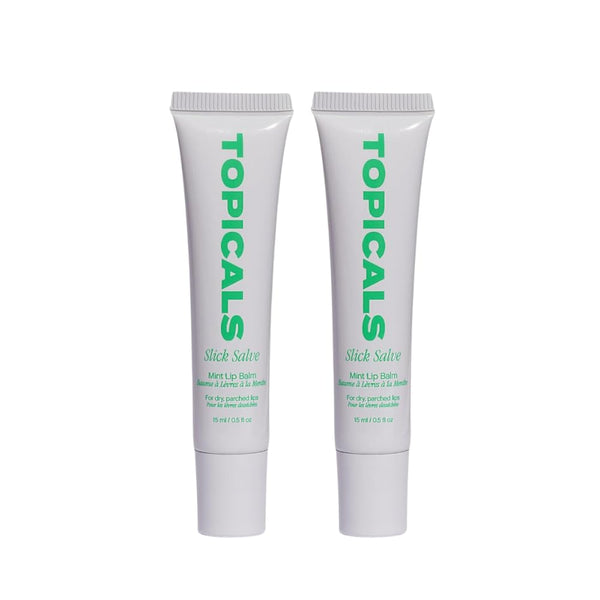 Topicals Slick Salve Mint Glossy Lip Balm | Soothes Discomfort, Strengthens Barrier & Provides Lasting Hydration & Relief | Vegan, Paraben-Free Formula w/Hyaluronic Acid (2 Pack, 0.5 Fl Oz Each)