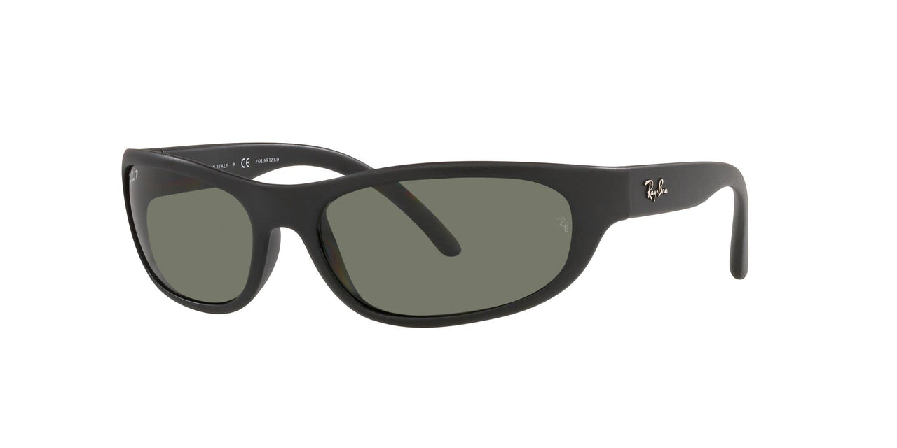 Ray-Ban Men's RB4033 Predator Rectangular Sunglasses, Matte Black/Polarized Green, 60 mm