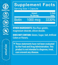 Thumbnail for The Vitamin Shoppe Biotin 1MG - Hair Growth, Skin Health & Nail Strength Support, High Potency B Vitamin (100 Capsules)