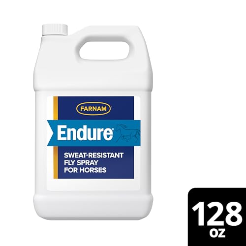 Farnam Endure Sweat-Resistant Fly Spray for Horses, Sweat-Rsistant Formula Lasts Up to 14 Days, Kills and Repels Against Flies, Gnats, Mosquitoes, Ticks & Lice, 128 oz.