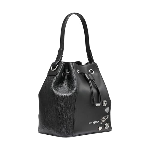 KARL LAGERFELD Paris Women's Handbags Bucket, Black/Silver, One Size