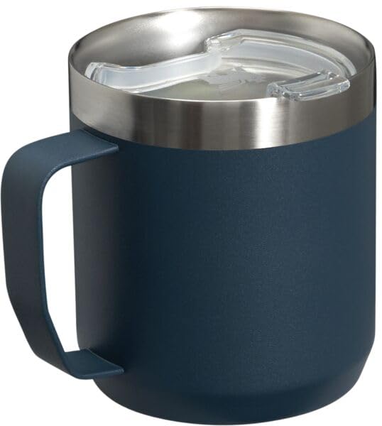 STANLEY Stay-Hot Camp Mug 12 oz | Press Fit Drink Through Lid | Cup for Coffee, Tea and Drinks | Insulated Stainless Steel Coffee Mug | BPA-Free | Navy
