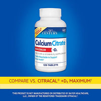 Thumbnail for 21st Century Calcium Citrate Plus D Maximum Caplets, 120 Count (27493)