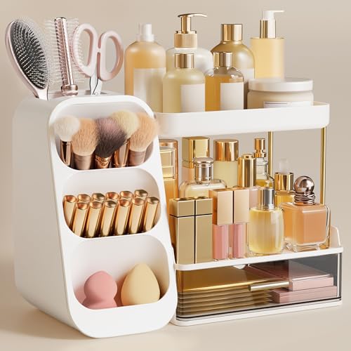 Image 2 of White / Medium for the product HBlife Makeup Organizer with Brush Holder