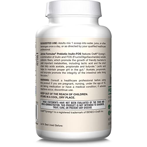 Jarrow Formulas® Prebiotic Inulin FOS Prebiotic Fiber Supplement, 6.3 Oz, Prebiotics for Gut Health and Digestive Support, Approx. 47 Servings