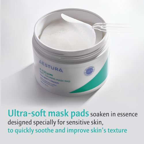 AESTURA A-CICA365 Soft Calming Mask Pad, Sheet Mask for Quick Soothing and Redness Relief, Centella Asiatica for Dry and Sensitive Skin, 60 Pads