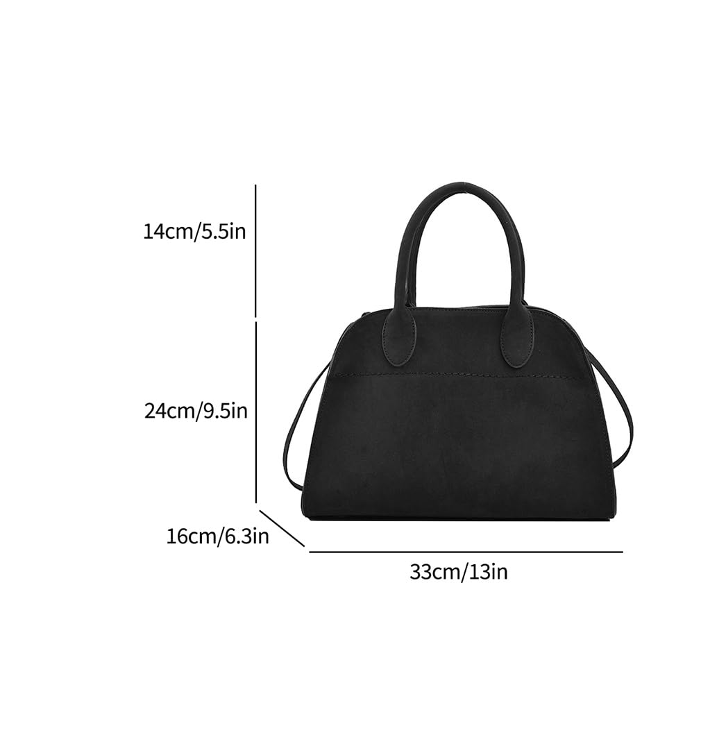 Covelin Women's Retro Suede Tote Bag Ladies' Fashion Shoulder Handbag Top Handle Purse Small Black