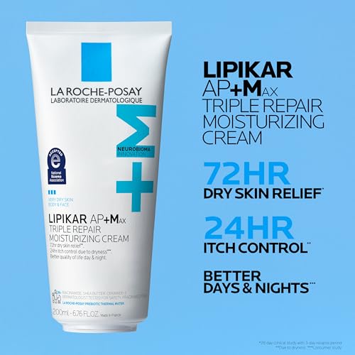 La Roche-Posay Lipikar AP+MAX Triple Repair Moisturizing Body Cream | Face & Body Lotion for Dry Skin with Shea Butter & Niacinamide | Gentle Moisturizer for Very Dry, Rough & Sensitive Skin, 200ml