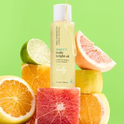 Urban Skin Rx® Pro Strength Super C Hydrating Body Bright Oil, Brightens, Nourishes & Rejuvenates for Smooth, Glowing Skin, Improves Appearance of Scars, Aging, Discoloration & Stretch Marks, 4 Fl Oz