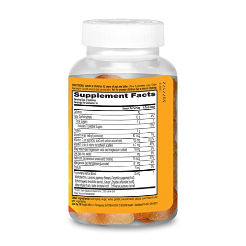 Airborne Vitamin C 750mg (per Serving) Zesty Orange Flavored Gummies (42 Count in a Bottle), Gluten-Free Immune Support Supplement with Vitamins A C E, Selenium, Echinacea, Ginger, Antioxidant
