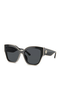 Thumbnail for Tory Burch Women's Monogram Butterfly Sunglasses, Black With Ivory Piping, 54/19/140