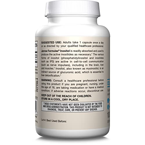 Jarrow Formulas® Inositol 750 mg, Dietary Supplement, Liver Support for Cellular Health and General Wellness, 100 Veggie Capsules, Up to a 100 Day Supply