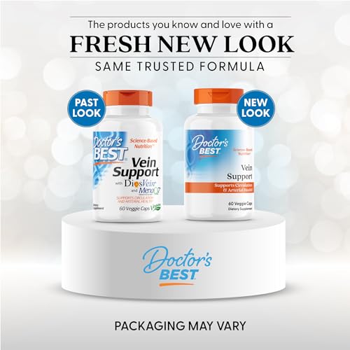 Doctor's Best Vein Support Supplement - Contains Diosmin & Hesperidin, Circulation Support for Legs & Feet, for Men & Women, Formula with Vitamin K2 & Natural Orange Extract, Vegan - 60 Veg Caps