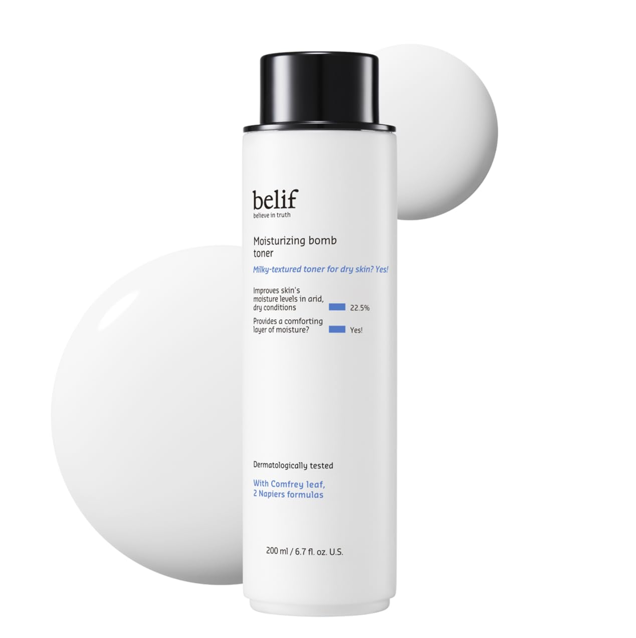 belif Moisturizing Bomb Hydrating Toner - Ceramide Milky Toner, Strengthens Skin Barrier, Soothing & Repair Serum Essence, Ultra-Hydrating 2-in-1 Toner & Moisturizer, Korean Skincare, 5.07 Fl Oz