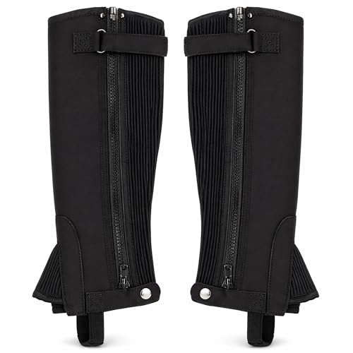 Image 5 of Black Visible-Zip / Large for the product Half Chaps Amara Equestrian Women, Men, Synthetic Leather Zip-Up Pair English Riding Unisex Black Leather Half Chaps