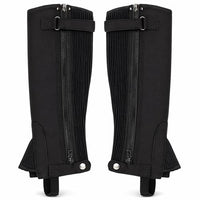Thumbnail for Image 3 of Black Visible-Zip / XX-Large for the product Half Chaps Amara Equestrian Women, Men, Synthetic Leather Zip-Up Pair English Riding Unisex Black Leather Half Chaps