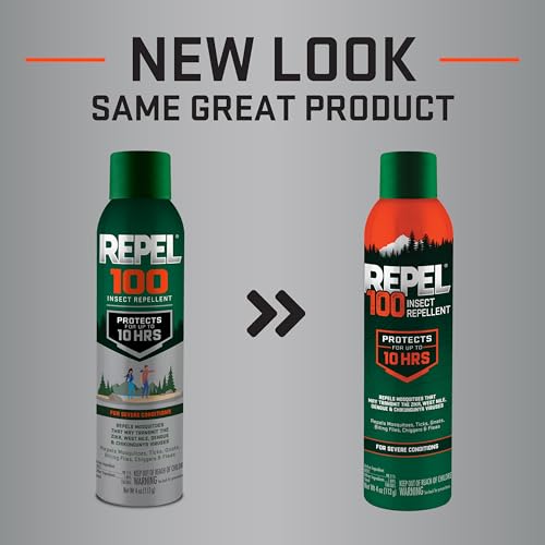 Repel 100 Insect Repellent, 4 Ounces, 98% DEET 10-Hour Protection Lon-Lasting Insect Repellent Aerosol Spray Repels Mosquitoes, Ticks, Gnats, Biting Flies, Chiggers And Fleas