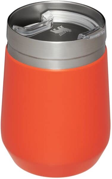 STANLEY GO Everyday Wine Tumbler 10 oz | Press Fit Drink Through Lid | Beverage, Coffee, and Cocktail Cup | Insulated Stainless Steel Wine Glass | BPA-Free | Tigerlilly