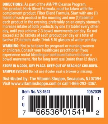 The Vitamin Shoppe AM/PM Power Cleanse - A Unique Blend of Herbs & Fibers for Digestive Health & Regularity - No Fasting - 1 Kit with 120 Tablets for Each Day & Night Set (240 Tablets)