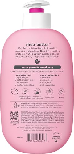 eos Shea Better Body Lotion Pomegranate Raspberry, 24-Hour Moisture Skin Care, Lightweight & Non-Greasy, Natural Shea, Vegan, 16 fl oz
