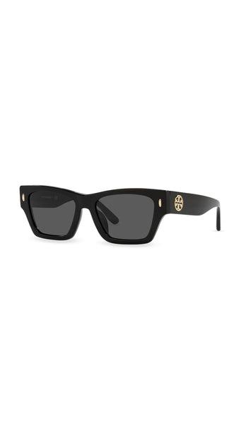 Tory Burch Women's Miller Rectangle Sunglasses, Black, 52mm